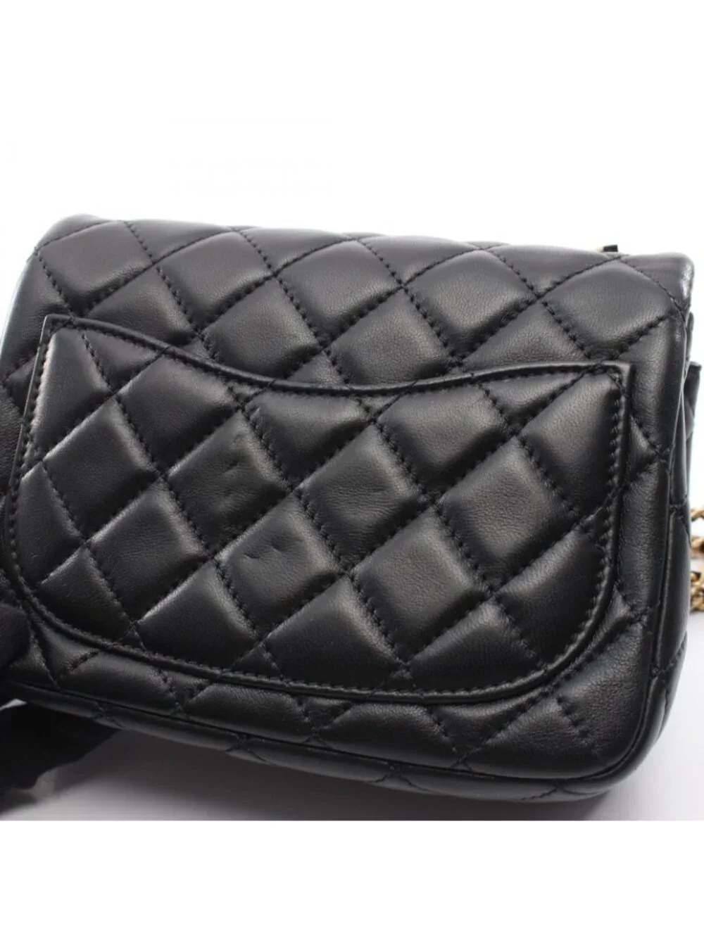 Chanel Shoulder Bag Mini Quilted Black Lambskin Chain